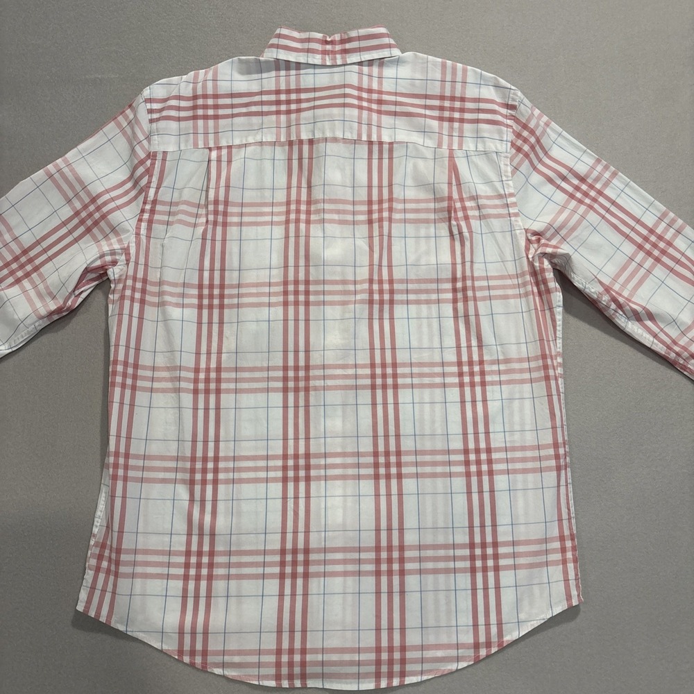 NWT Crown & Ivy MEDIUM PINK Plaid Classic Fit MOTION FLEX Button Down STRETCH - Picture 8 of 8